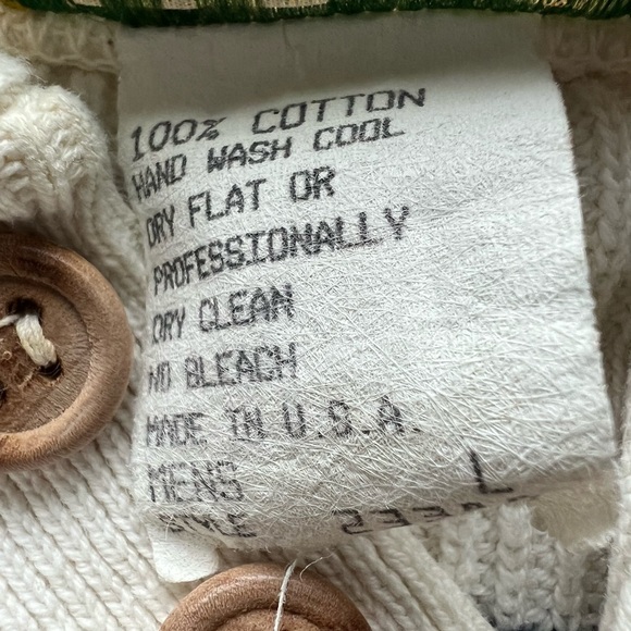 L.L. Bean Men's Cream and Black Striped Crewneck Sweater 100% cotton preppy M - Picture 8 of 9